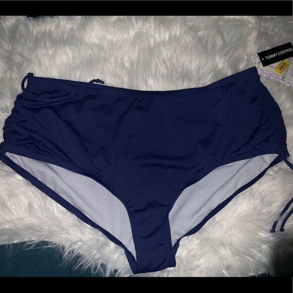 Navy 24th & Ocean High Waisted Bikini Bottom - Picture 5 of 7